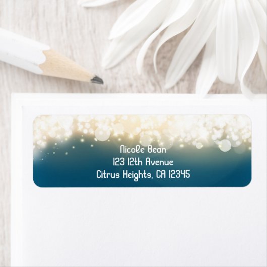 Blue Sparkle Lights Sky Blast Party Address Labels (Insitu)