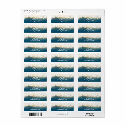 Blue Sparkle Lights Sky Blast Party Address Labels (Vorne)