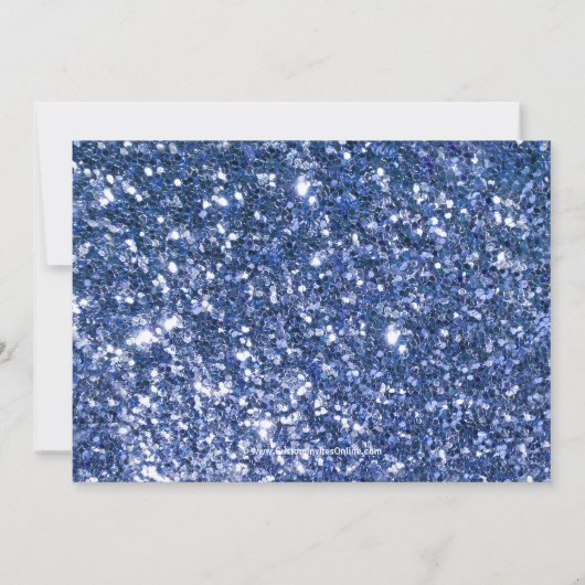 Blue Sparkle-Look Ribbon Bow Foto Abschluss Einladung (Rückseite)