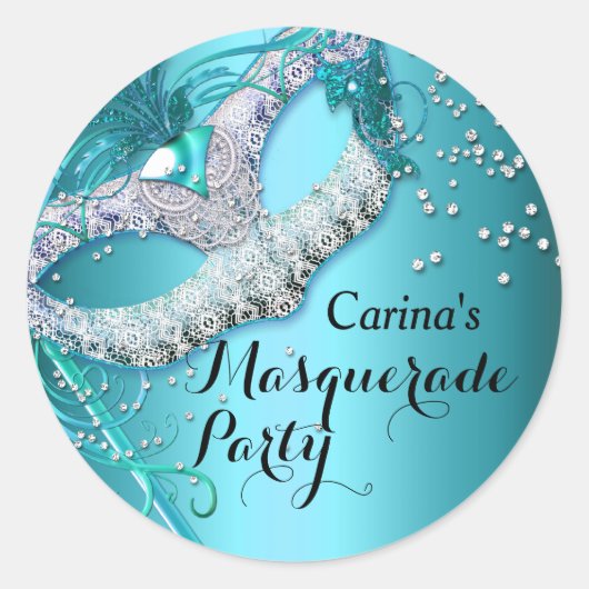 Blue Sparkle Masquerade Party Sticker (Vorderseite)