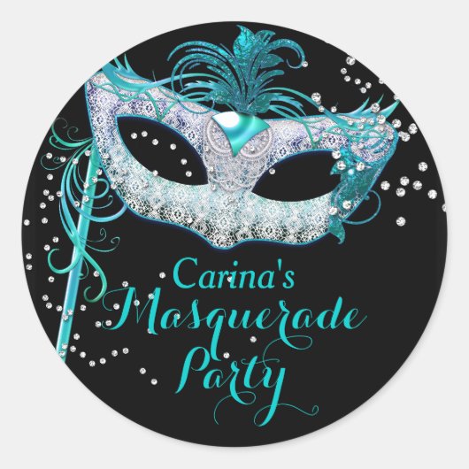 Blue Sparkle Masquerade Party Sticker (Vorderseite)