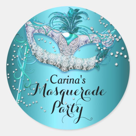 Blue Sparkle Masquerade Party Sticker (Vorderseite)