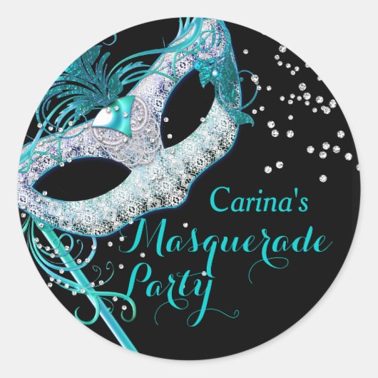 Blue Sparkle Masquerade Party Sticker (Vorderseite)