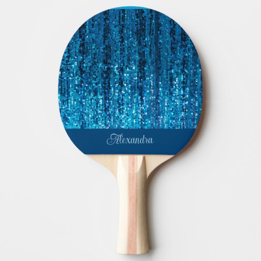 Blue Sparkle Personalisiert Ping Pong Paddle Tischtennis Schläger (Vorderseite)