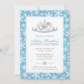 Blue Sparkle Princess Winter Wonderland Sweet 16 Einladung (Vorderseite)