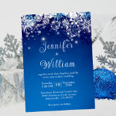 Blue Sparkle Snowflake Winter Wedding Einladung