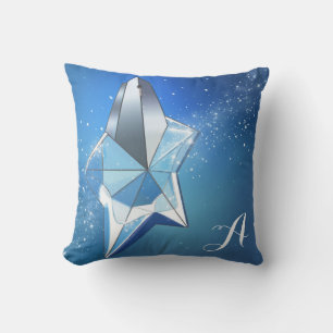 Blue Sparkle Star Parfüm Flasche Glam Kissen
