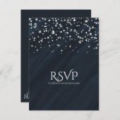 Blue & Sparkle Stars Elegante Wedding RSVP Karte (Vorne/Hinten)