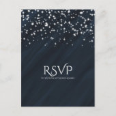 Blue & Sparkle Stars Elegante Wedding RSVP Karte (Vorderseite)