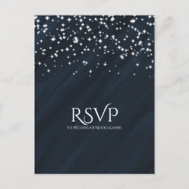 Blue & Sparkle Stars Elegante Wedding RSVP Karte