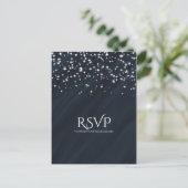 Blue & Sparkle Stars Elegante Wedding RSVP Karte (Stehend Vorderseite)