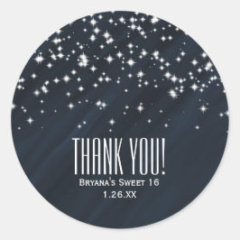 Blue & Sparkle Stars Eleganter Glamour Runder Aufkleber