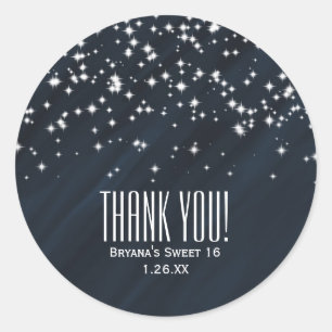 Blue & Sparkle Stars Eleganter Glamour Runder Aufkleber