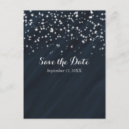 Blue & Sparkle Stars Eleganter Glamour Save the Da Ankündigungspostkarte
