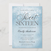 Blue Sparkle Sweet 16 Einladung (Vorderseite)