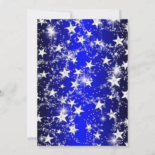 Blue Sparkle Tiara & Stars Quinceanera Einladung (Rückseite)