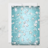 Blue Sparkle Tiara Stars Quinceanera Einladung (Rückseite)