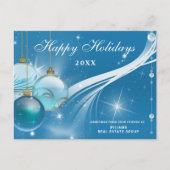 Blue Sparkle Weihnachtsbände Unternehmensgrüße Postkarte (Vorderseite)