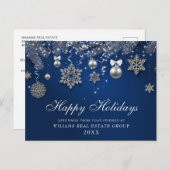 Blue Sparkle Weihnachtsbände Unternehmensgrüße Postkarte (Vorne/Hinten)