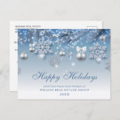 Blue Sparkle Weihnachtsbände Unternehmensgrüße Postkarte (Vorne/Hinten)