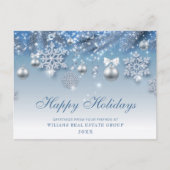 Blue Sparkle Weihnachtsbände Unternehmensgrüße Postkarte (Vorderseite)