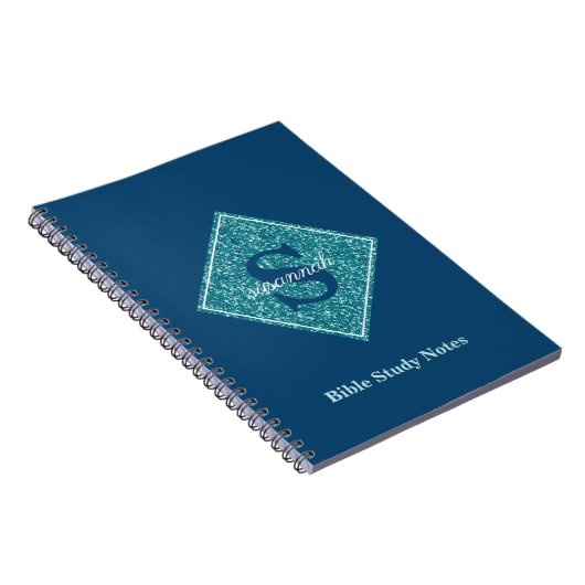 Blue Sparkles Monogram Bible Study Notebook Notizblock (Rechte Seite)