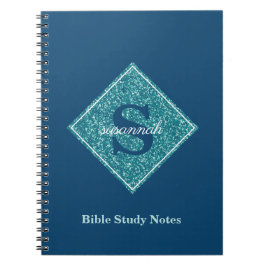 Blue Sparkles Monogram Bible Study Notebook Notizblock