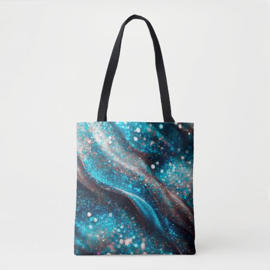 Blue Sparkling Abstrakt Background Shopping Bag Tasche (Vorderseite)