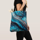 Blue Sparkling Abstrakt Background Shopping Bag Tasche (Von Nahem)