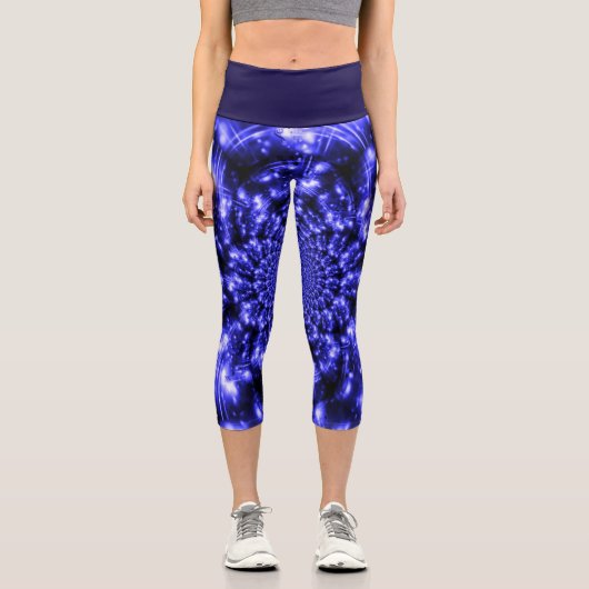Blue Sparkling Lights Capri Leggings (Vorderseite)