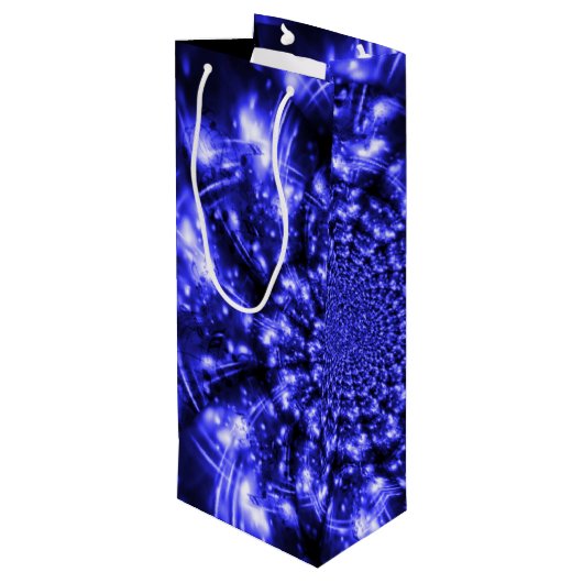 Blue Sparkling Lights Geschenktüte Für Weinflaschen (Rückseite Schrägansicht)