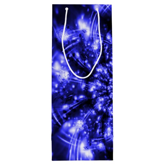 Blue Sparkling Lights Geschenktüte Für Weinflaschen (Rückseite)