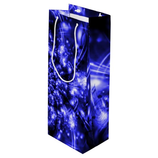Blue Sparkling Lights Geschenktüte Für Weinflaschen (Vorderseite Schrägansicht)