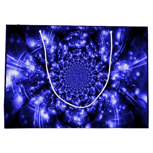 Blue Sparkling Lights Große Geschenktüte (Rückseite)