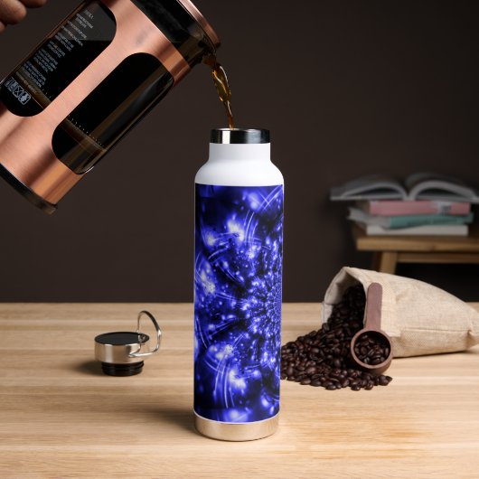 Blue Sparkling Lights Trinkflasche (Kaffee (gedreht))