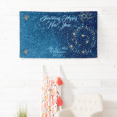 Blue Sparkling New Year Glitzer Cheer Stars Floral Banner (Insitu)