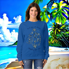 Blue Sparkling New Year Glitzer Cheer Stars Floral Sweatshirt