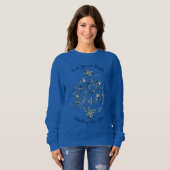 Blue Sparkling New Year Glitzer Cheer Stars Floral Sweatshirt (Vorne ganz)