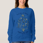Blue Sparkling New Year Glitzer Cheer Stars Floral Sweatshirt (Vorderseite)