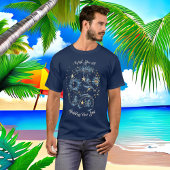 Blue Sparkling New Year Glitzer Cheer Stars Floral T-Shirt