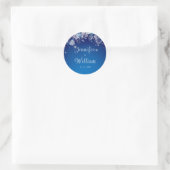 Blue Sparkling Winter Wonderland Wedding Runder Aufkleber (Tasche)