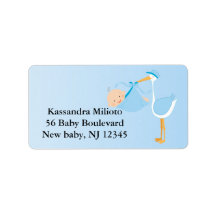 Blue Special Delivery Stork Address Label