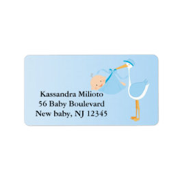Blue Special Delivery Stork Address Label Adressaufkleber
