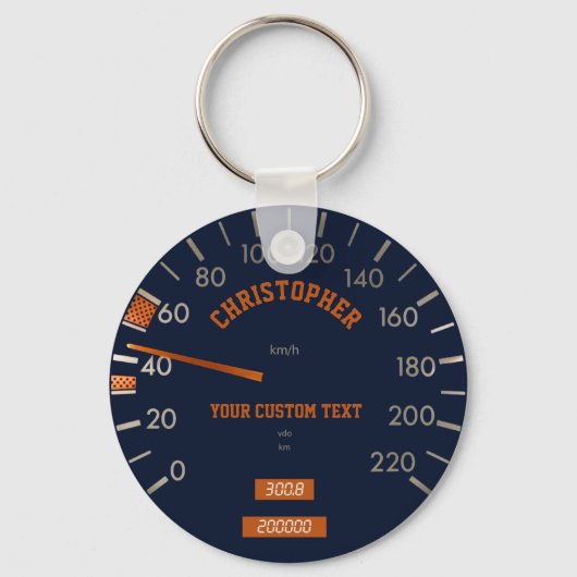 Blue Speedometer auf Dashboard-Schlüsselanhänger Schlüsselanhänger (Vorderseite)