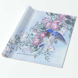 Blue Spider Bird Blume Print Spider Lovers Geschenkpapier