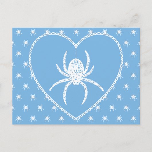 Blue Spider Heart Postcard Postkarte (Vorderseite)