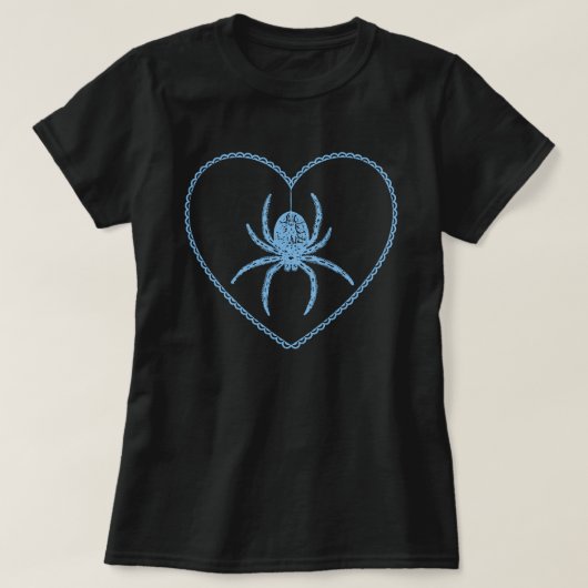 Blue Spider Heart T - Shirt (Design vorne)