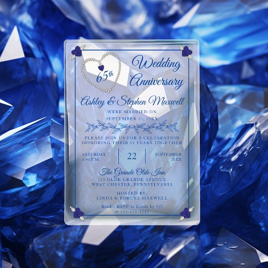 Blue Spinel Diamond 65-jähriges Party zum Hochzeit Acryleinladungen