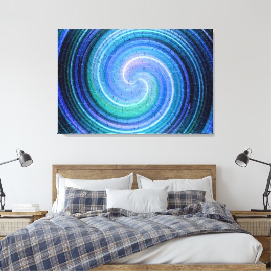 Blue Spiral Abstrakt Art Leinwanddruck (Insitu (Schlafzimmer))