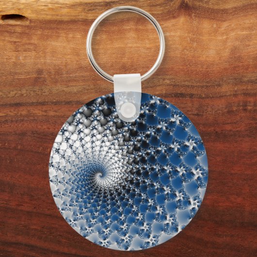 Blue Spiral Button Schlüsselanhänger (Vorderseite)